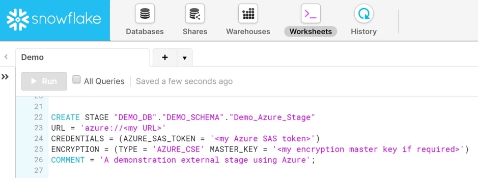 Snowflake Stages: Azure Code | Hevo Data