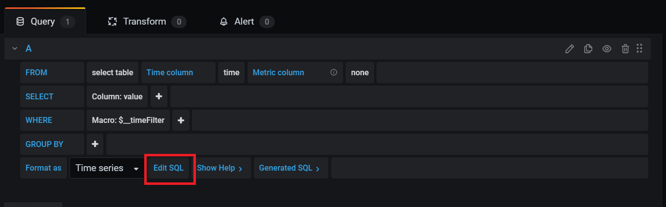 Grafana PostgreSQL: Edit SQL button | Hevo Data
