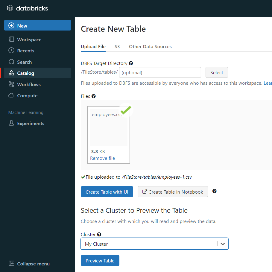 New table with UI