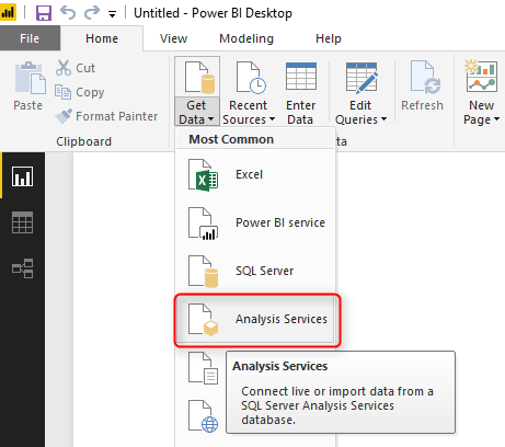 Power BI LIVE Connection: Get Data