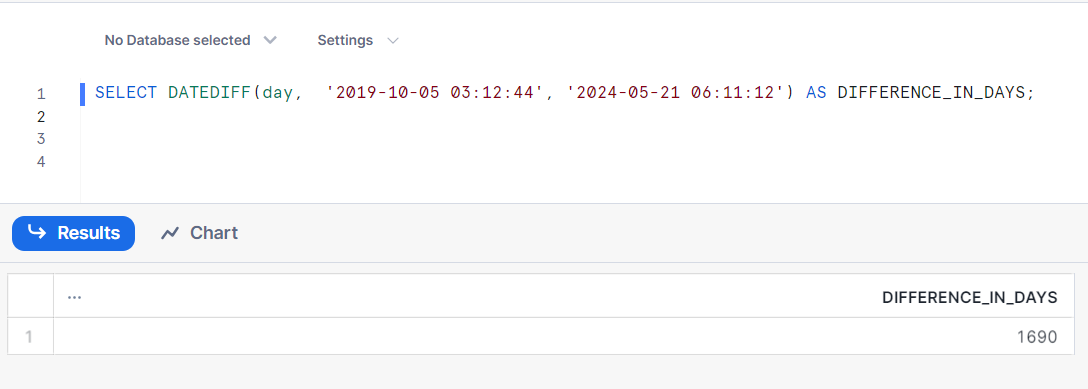 output for datediff query