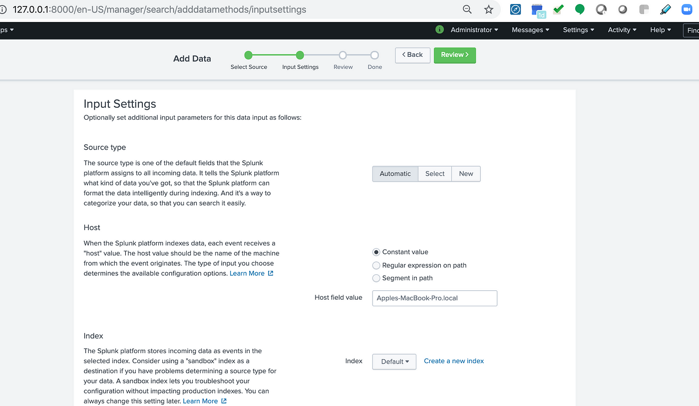 Splunk Data Ingestion Methods: Input Settings | Hevo Data