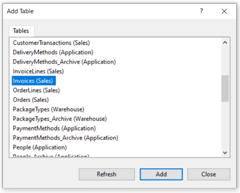 Data Modeling in SQL Server Management Studio - Choosing table