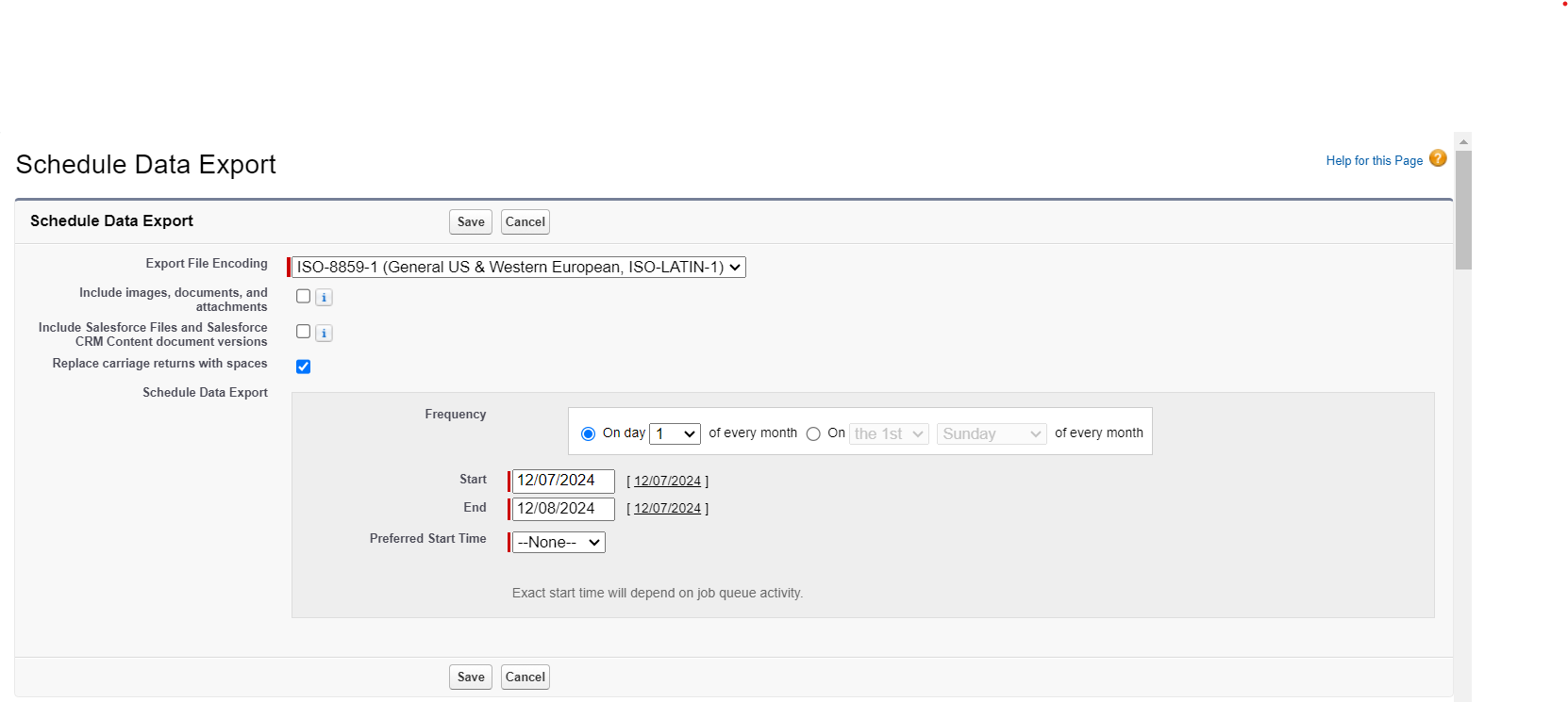 Schedule Data Export