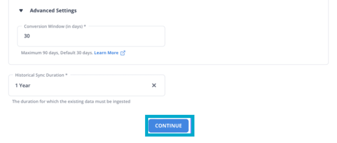 Select Advanced Settings and Continue.