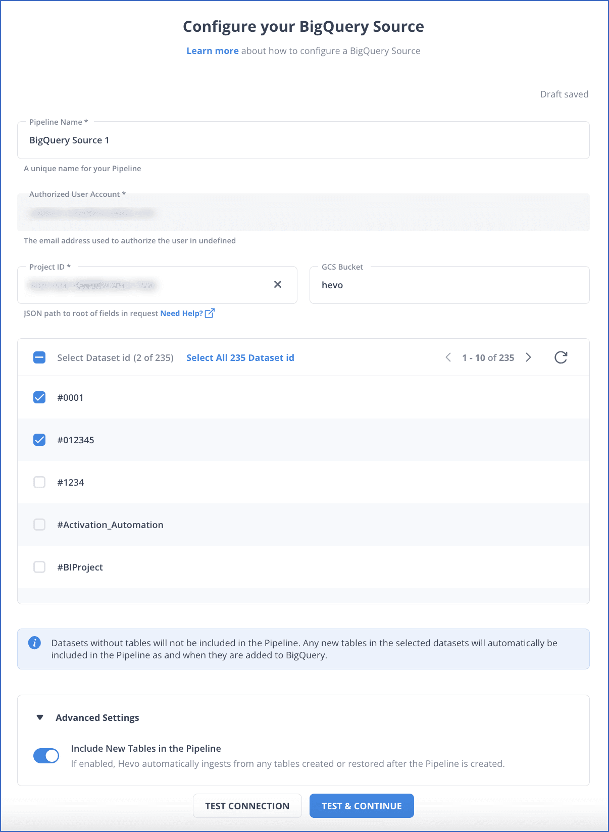 BigQuery as source 