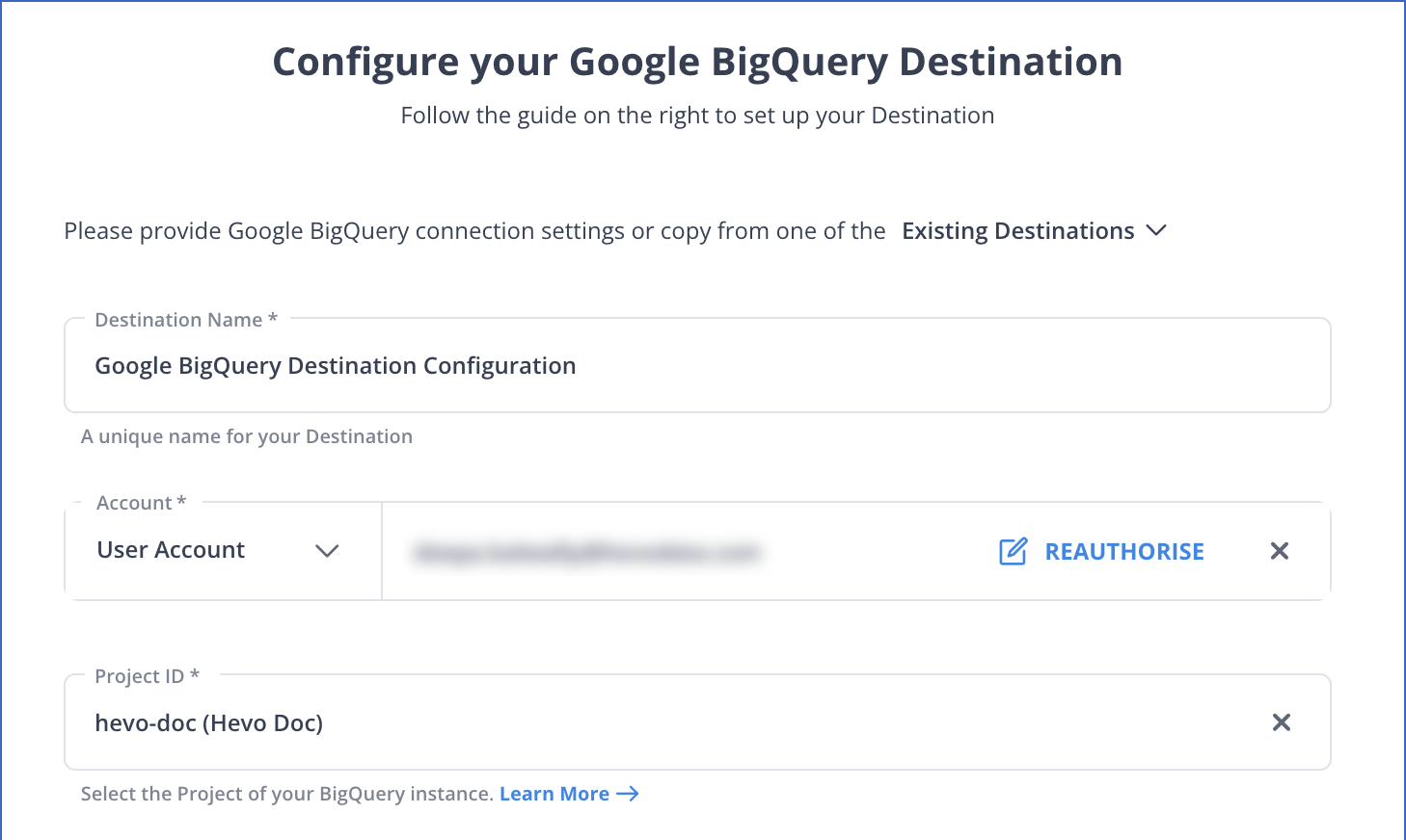 Connect BigQuery as your source