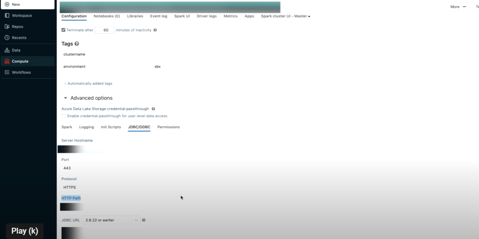 Connection Information used for Power BI Databricks Integration