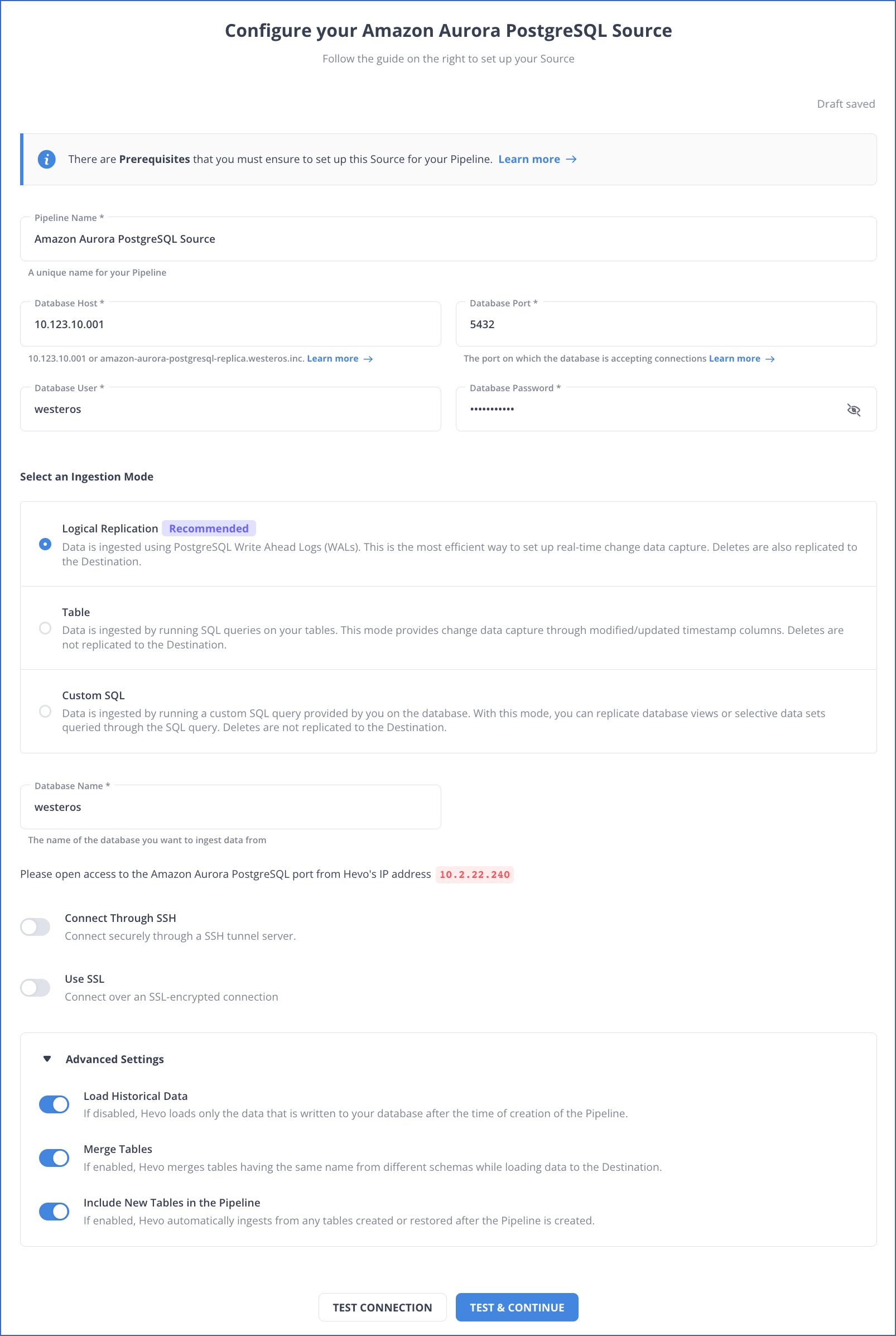 Amazon Aurora PostgreSQL Source