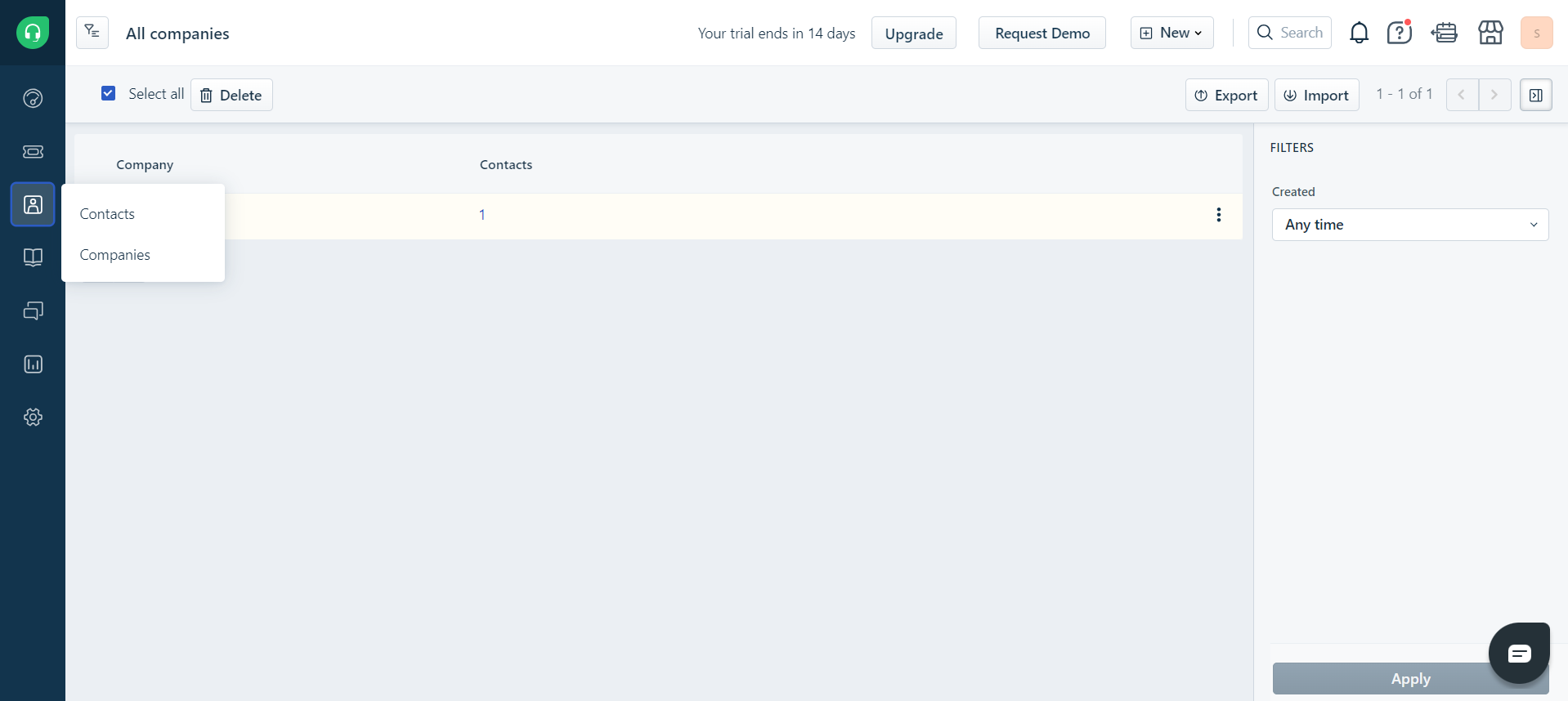 Selecting Contacts/Companies in Freshdesk