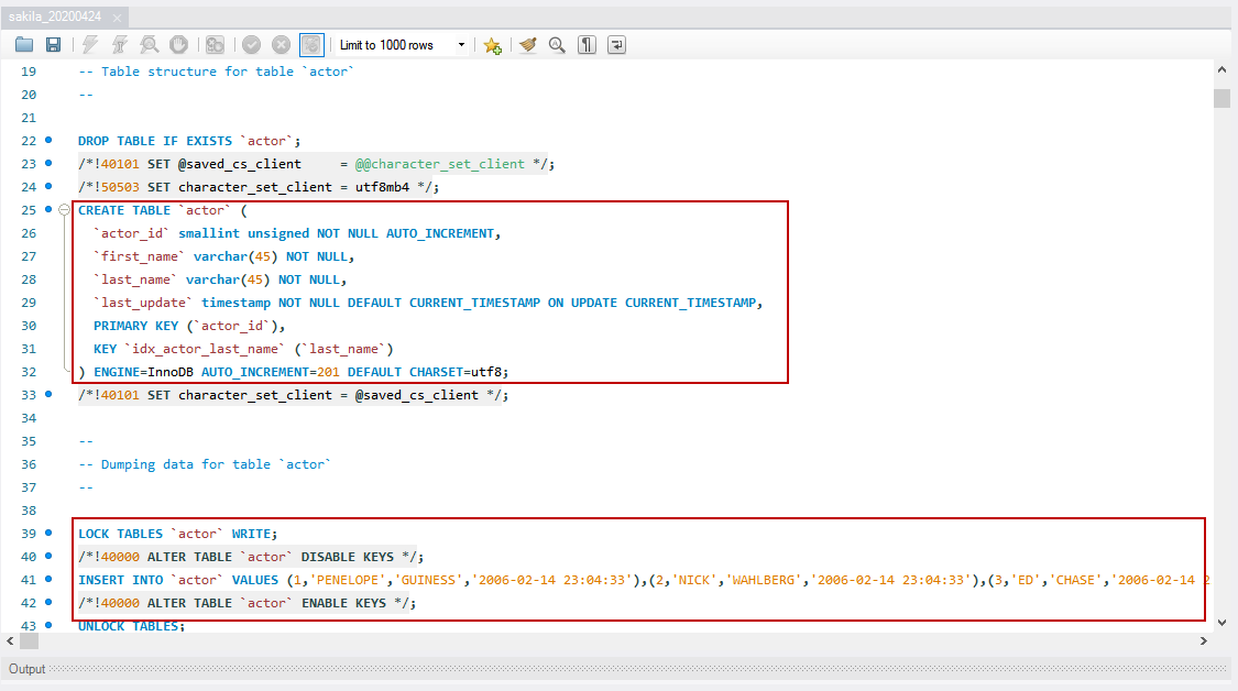 mysqldump : Content of backup file