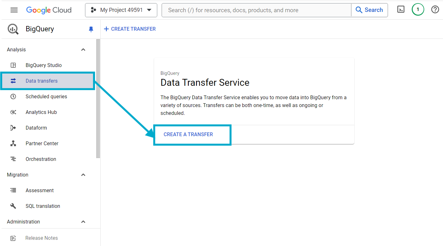 Create Data Transfer Service.