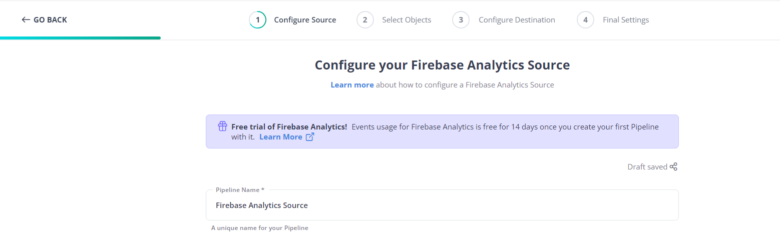 Configure Firebase as the source.