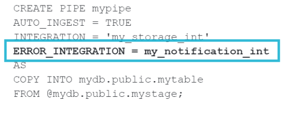 Snowflake Snowpipe: Error Integration when creating a new pipe.