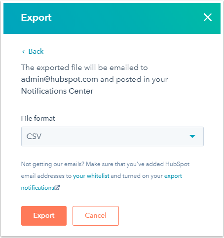 HubSpot export to CSV