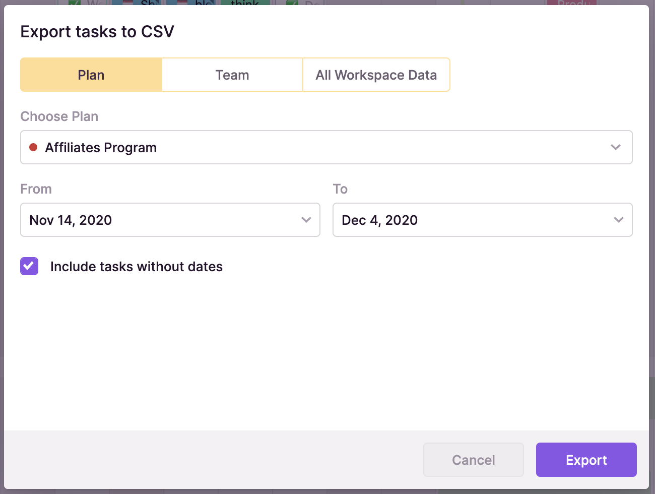 Export Tasks to CSV