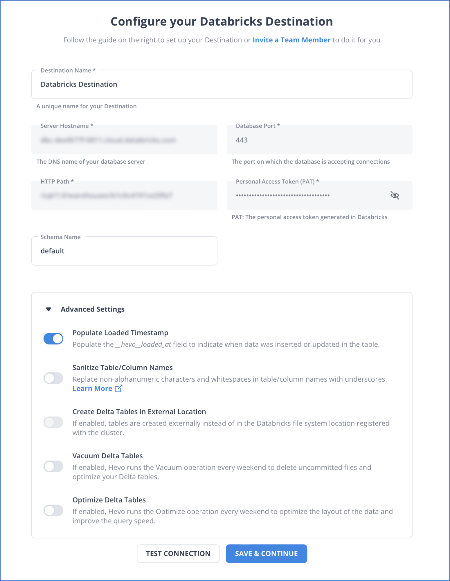 GCP Postgres to Databricks: Configure Destination Settings 
