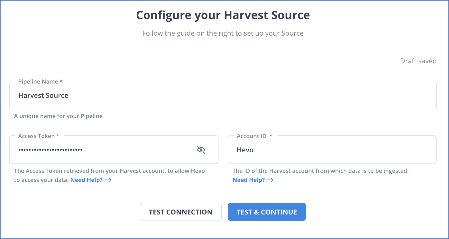 Harvest to Databricks: Configure Harvest as a Source