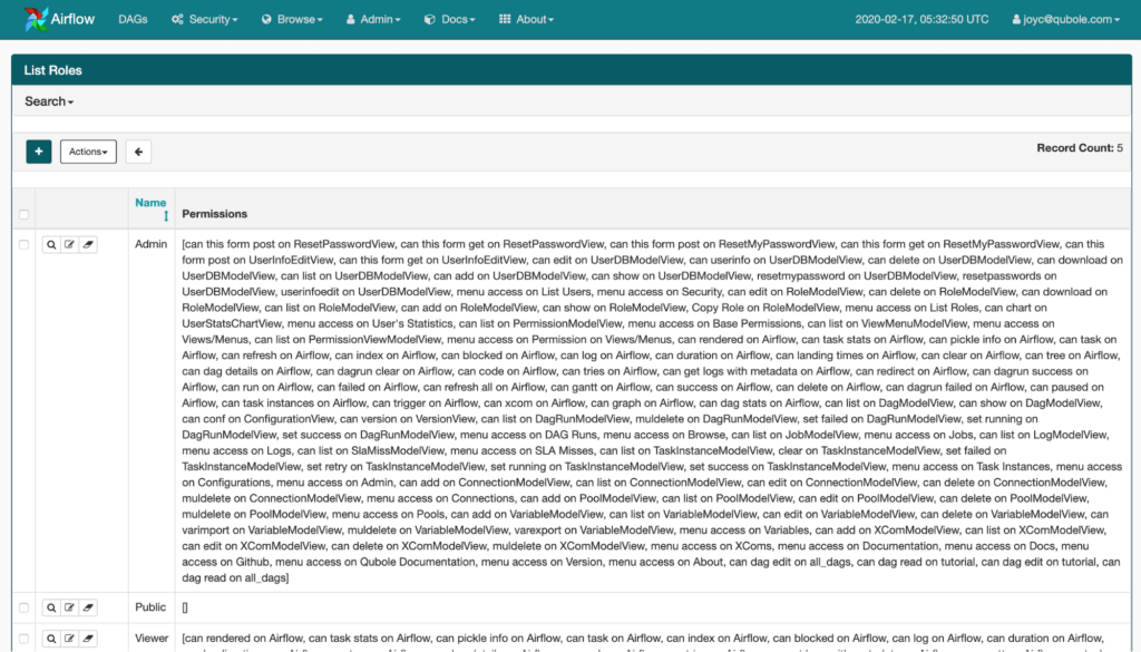 Airflow Webserver: Management Roles