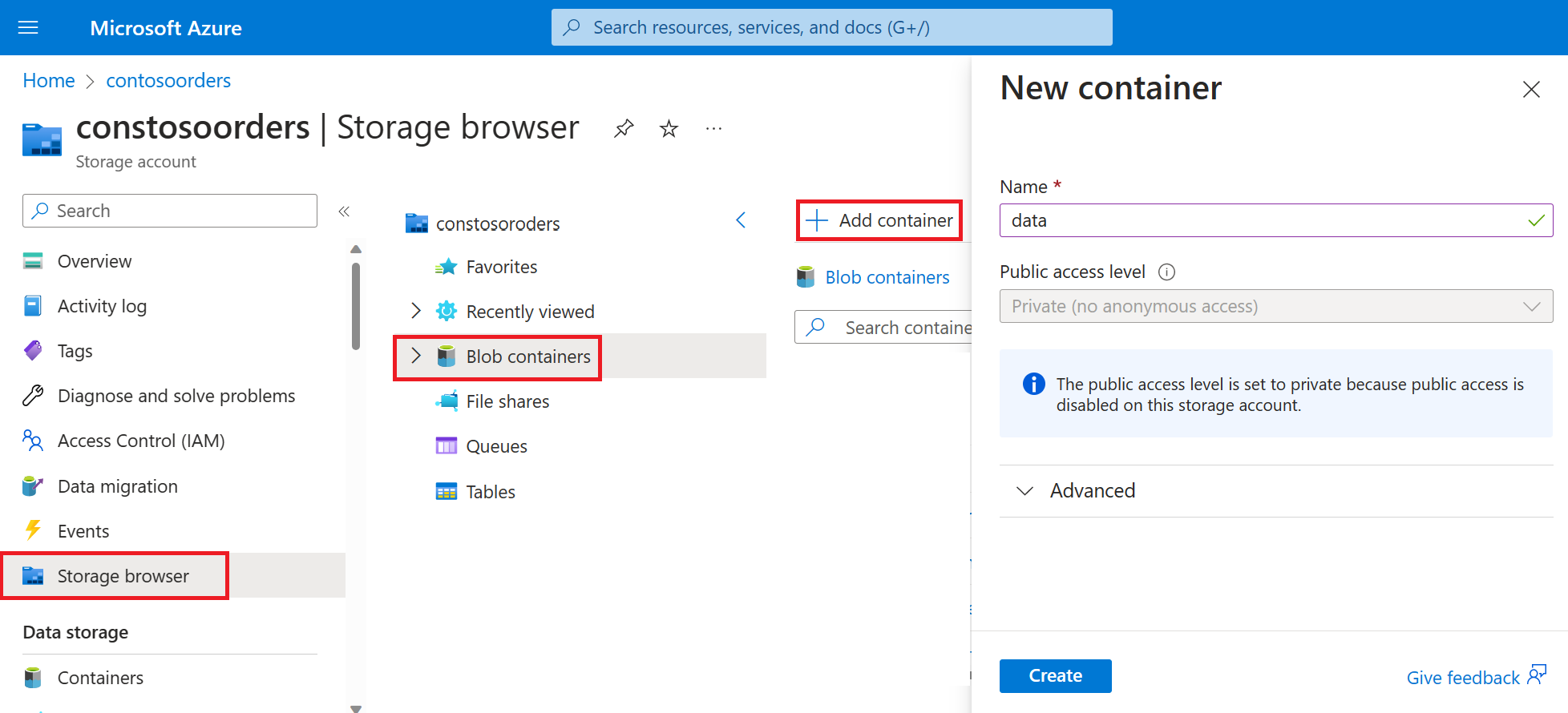 uploading data into blog container