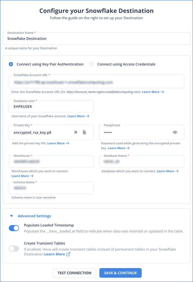 Configure Snowflake Details