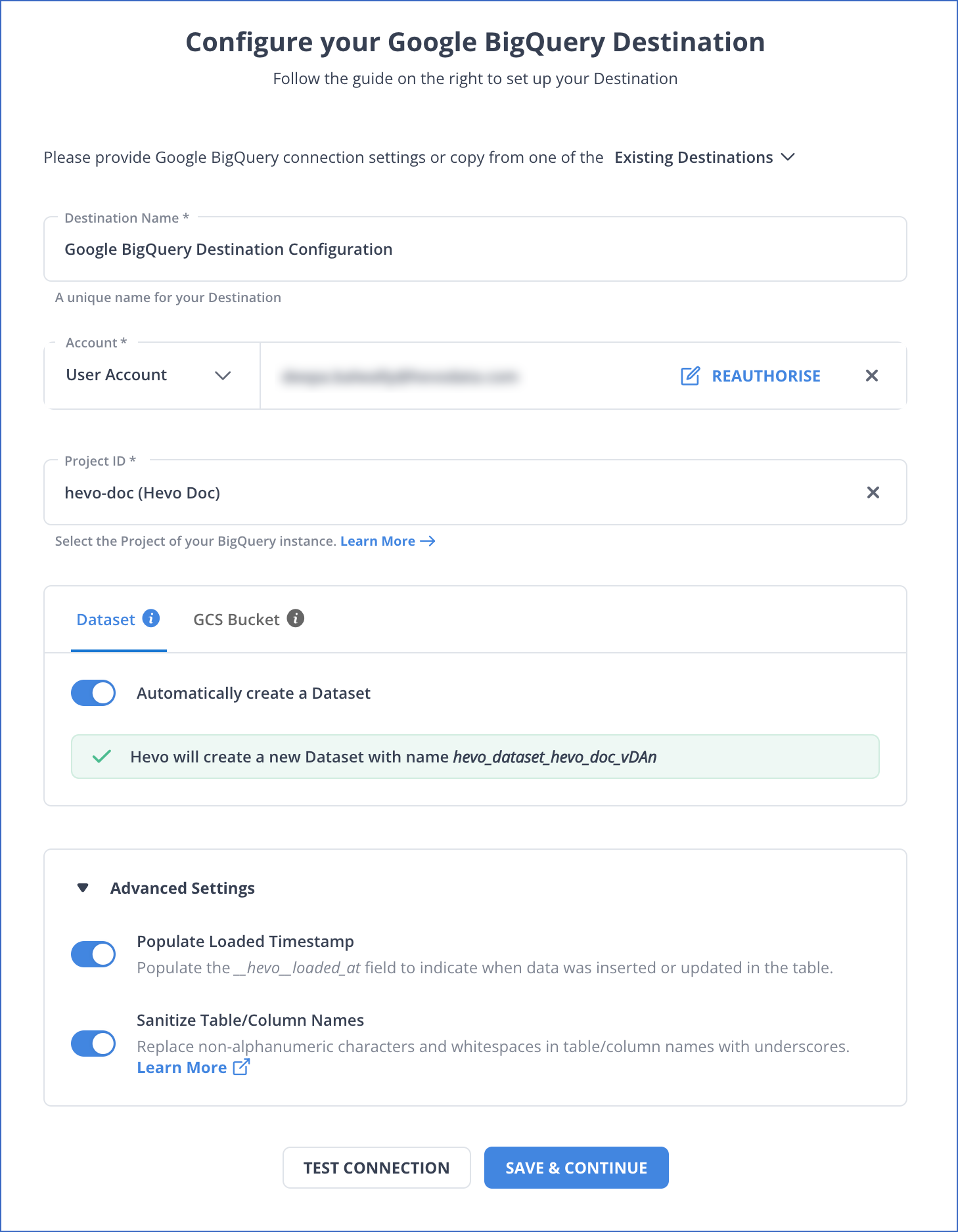 BigQuery as a destination