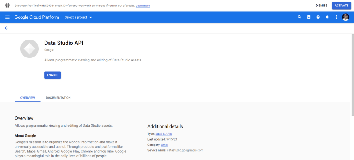 Data Studio API - BigQuery To Data Studio