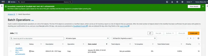 S3 Batch Operations: Create Job Button