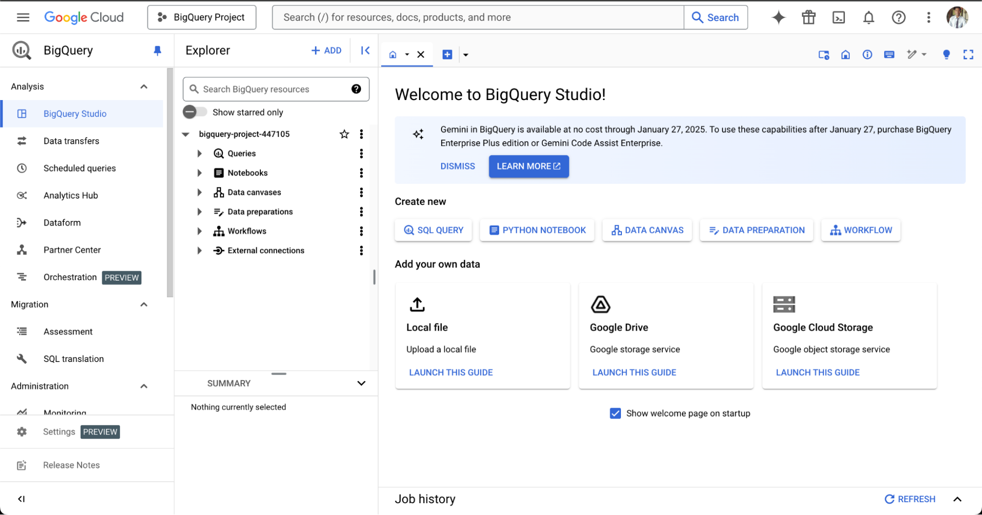 Google BigQuery Console