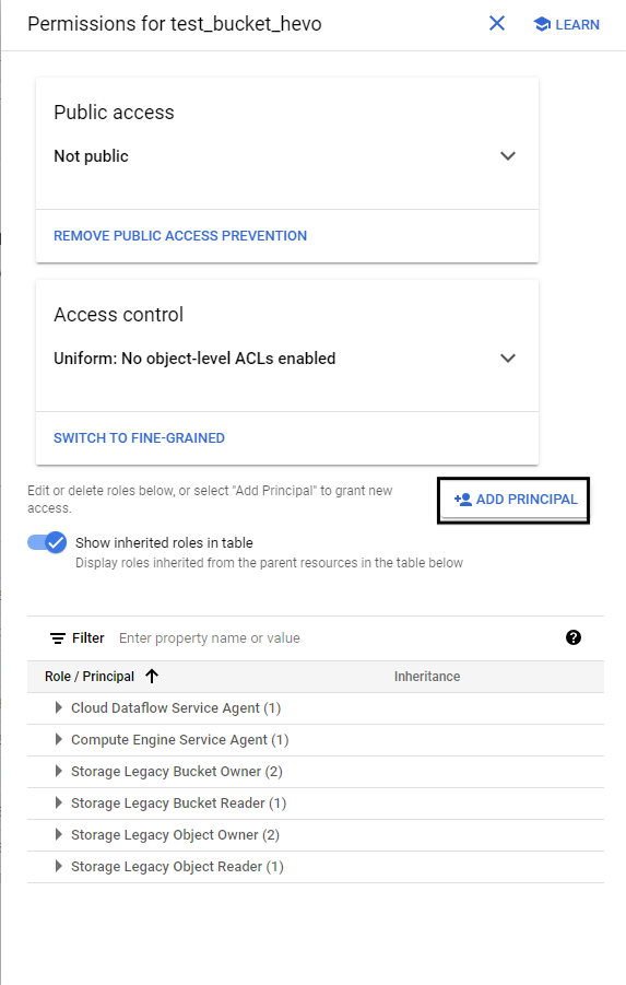 Add Principal as Service Account