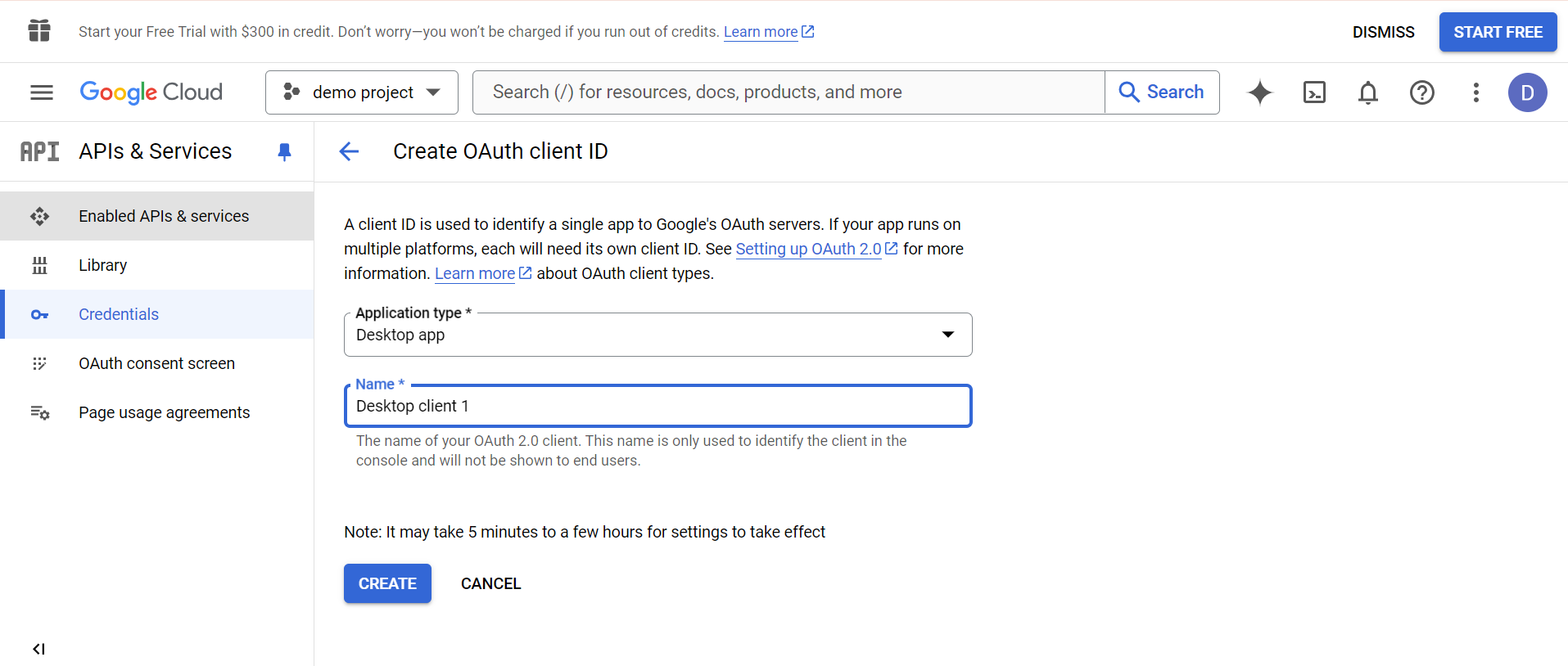 create oauth client id