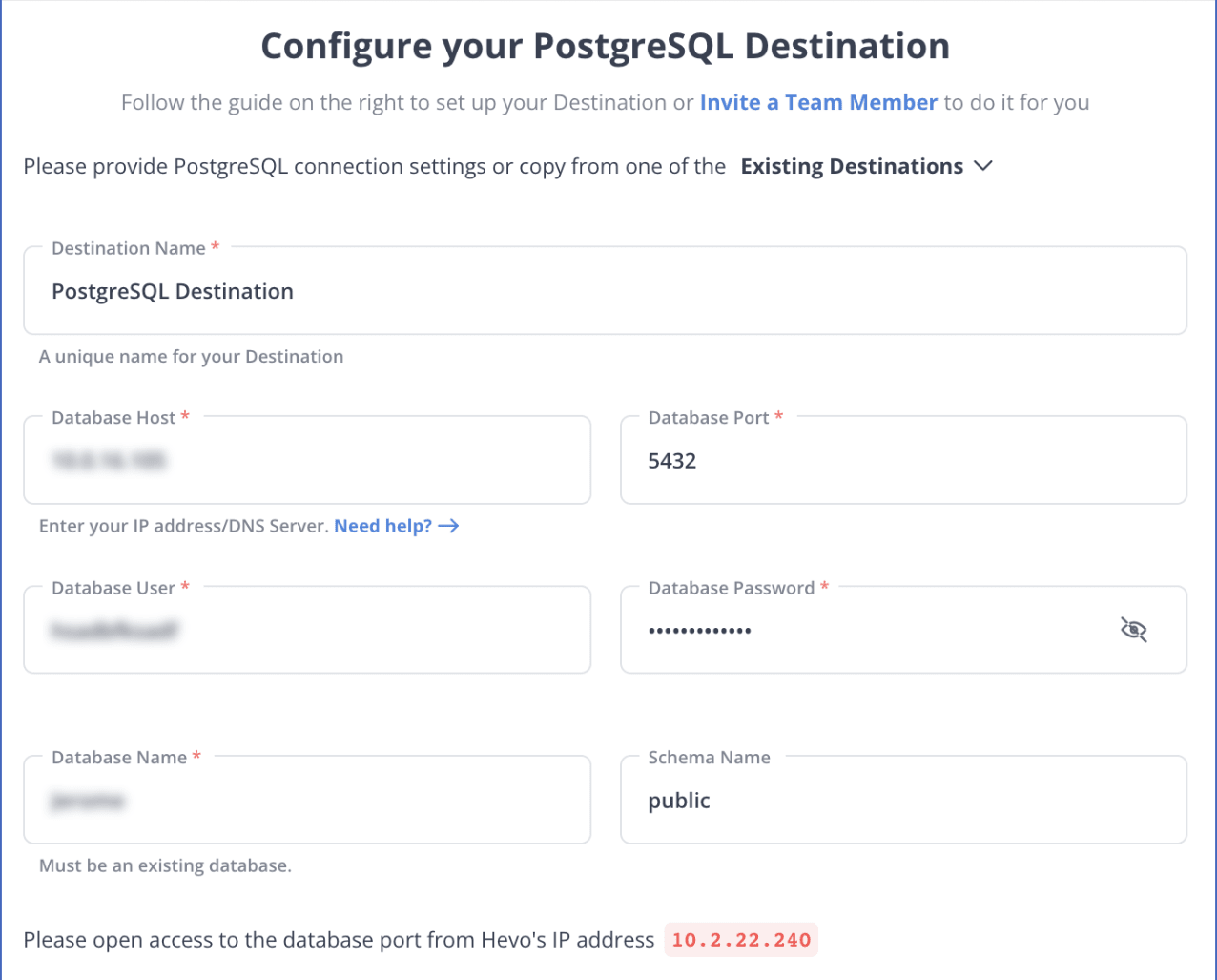 postgresql as destination