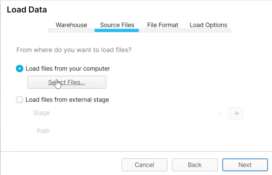 selecting files