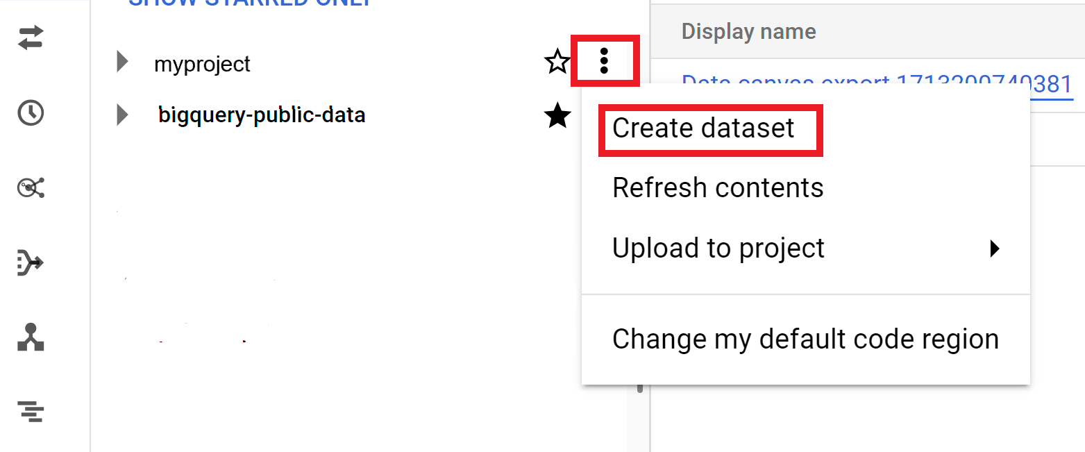 creating dataset in bigquery