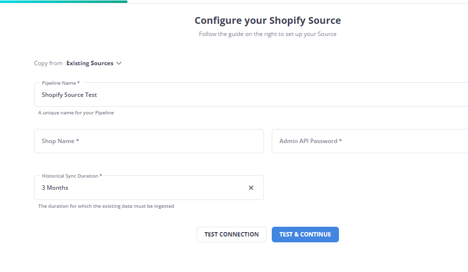 Shopify to Redshift: Configure Shopify as your Source