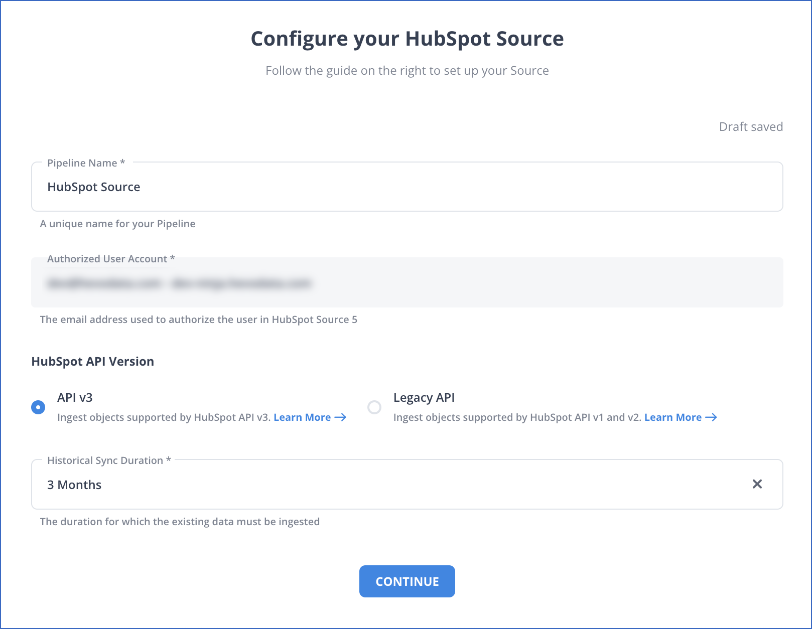HubSpot to Amazon Aurora: Configure HubSpot as Source