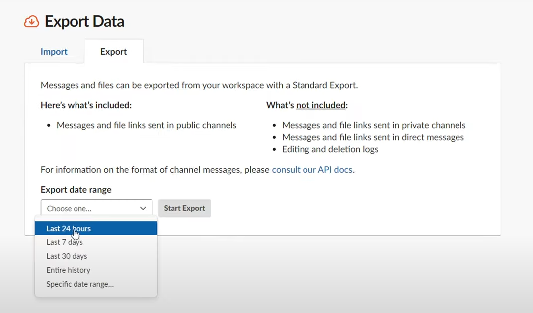 Slack to BigQuery: Slack Export Date Range
