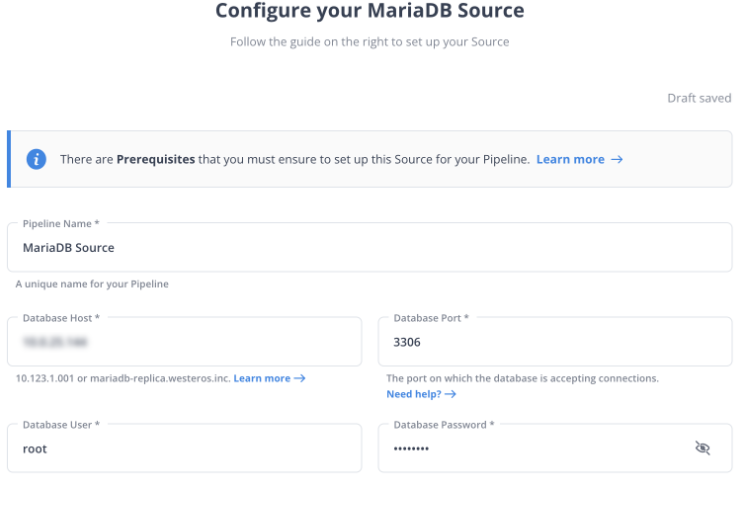 mariadb to sql server: mariadb as source