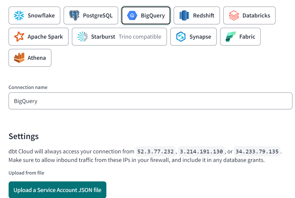 setting up bigquery