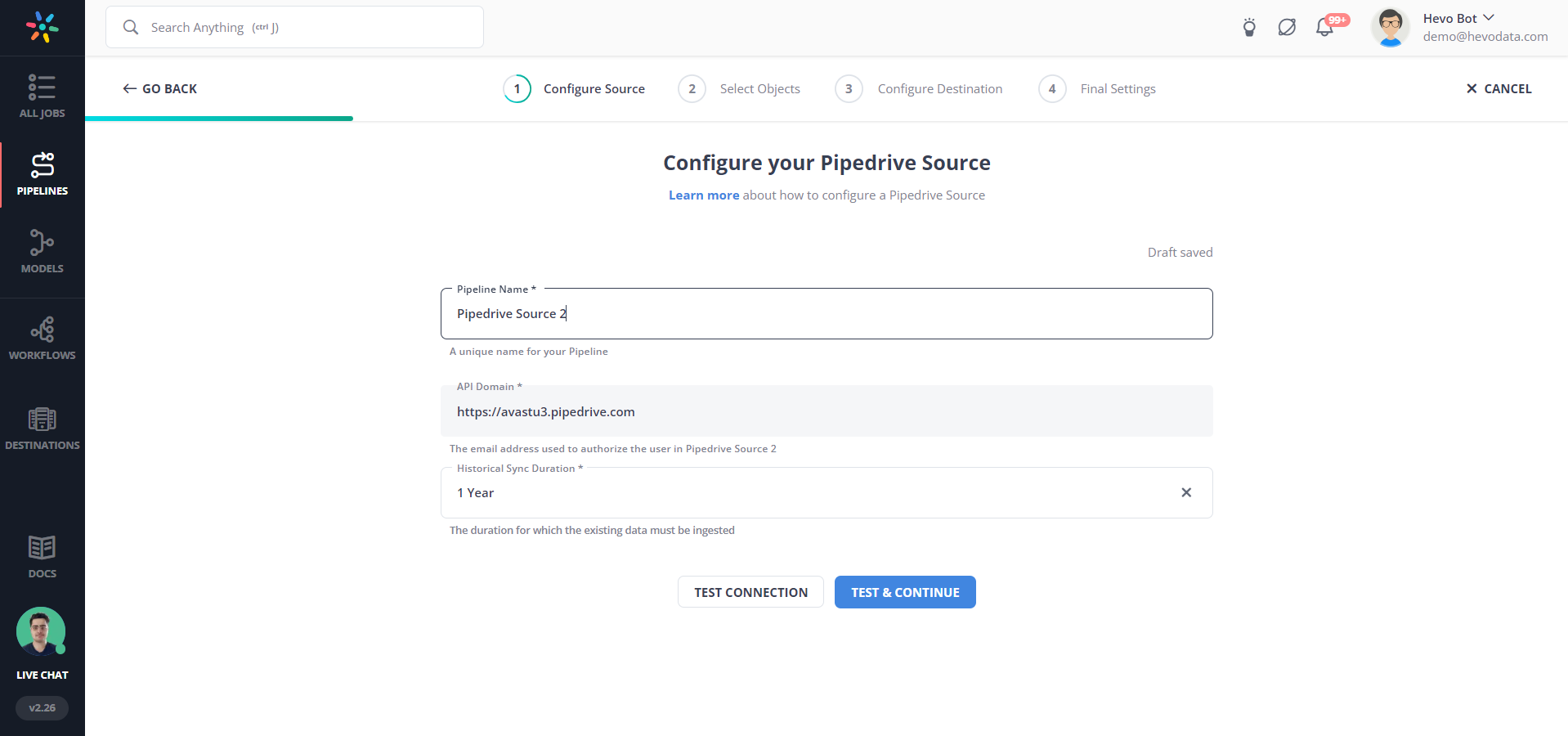 Configure Pipedrive Source
