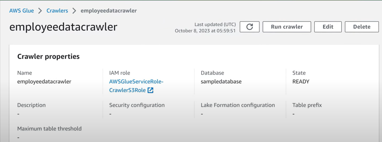 adding tables in crawler