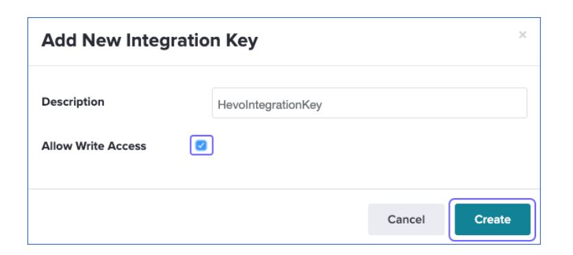Pendo to BigQuery - Integration Key