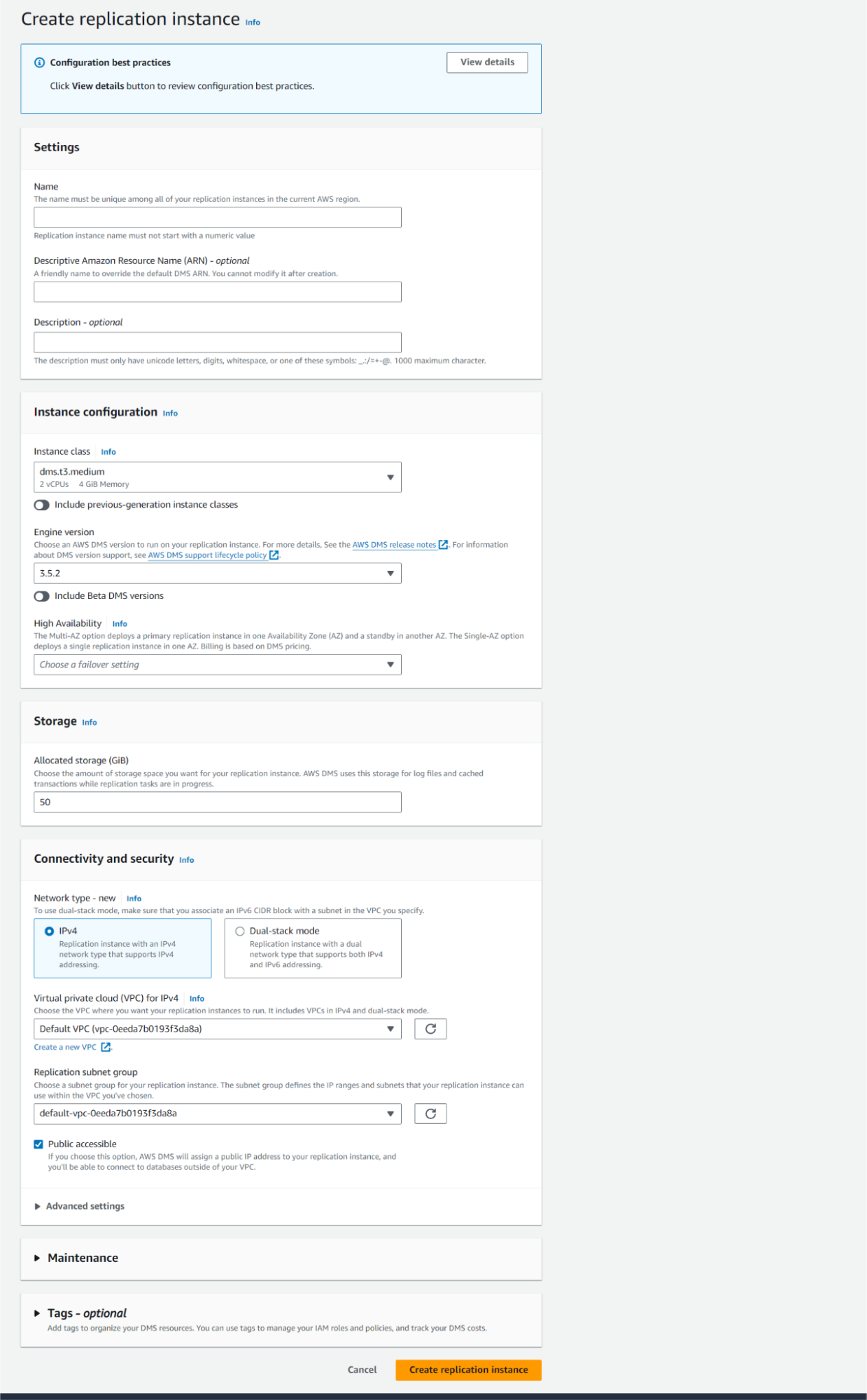 Create Replication Task Overview