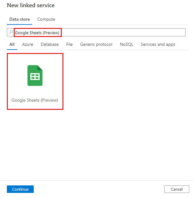 Google Sheets to Azure Synapse: Start an instance of the Google Sheets connector