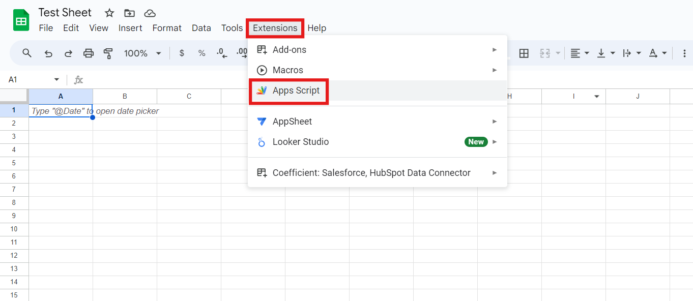 Google Sheets - Apps Script Extension