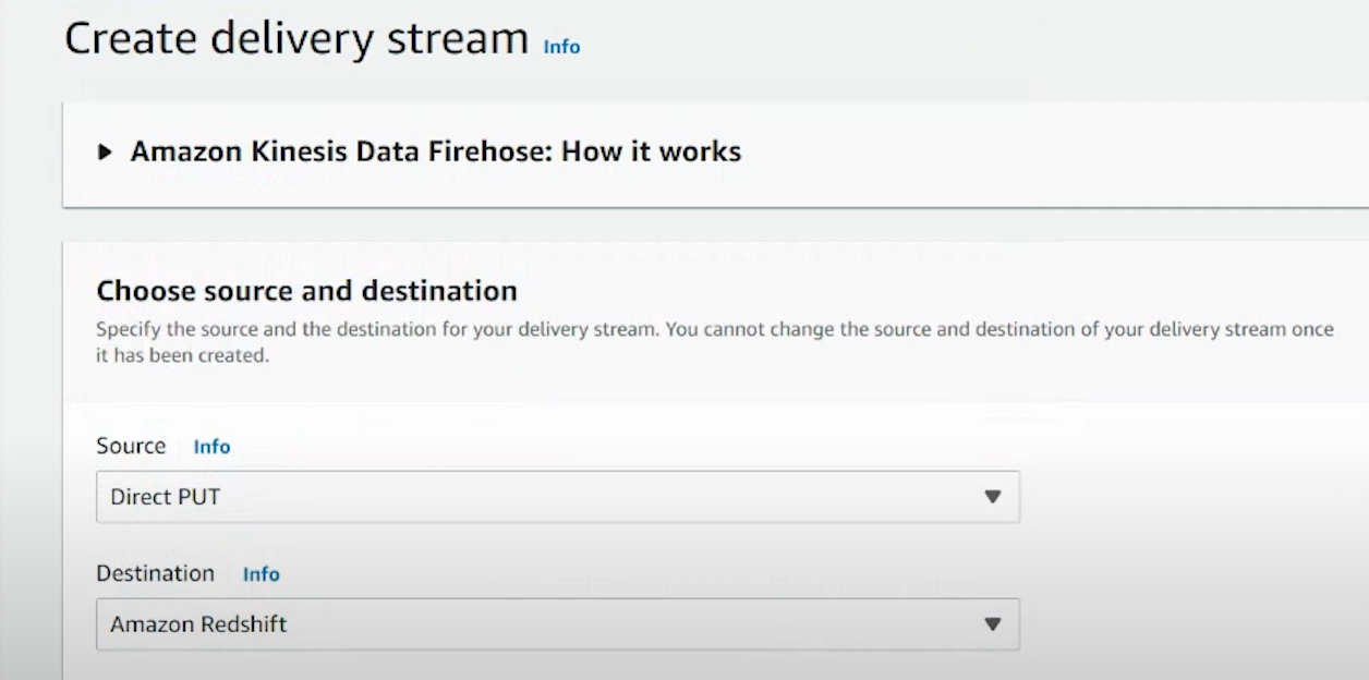 DynamoDB Streams step 7- Create Delivery stream
