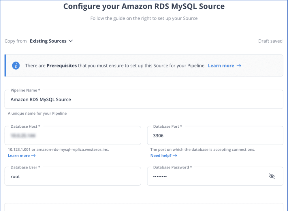 Configure MySQL on Amazon RDS to Amazon Aurora as source