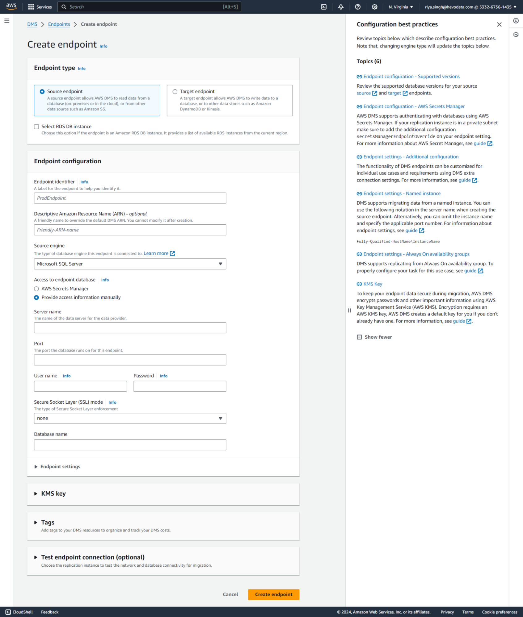 Create Source Endpoint Overview