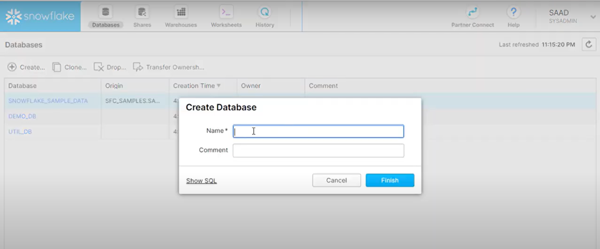 create database