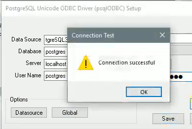PostgreSQL ODBC Driver: Test Connection